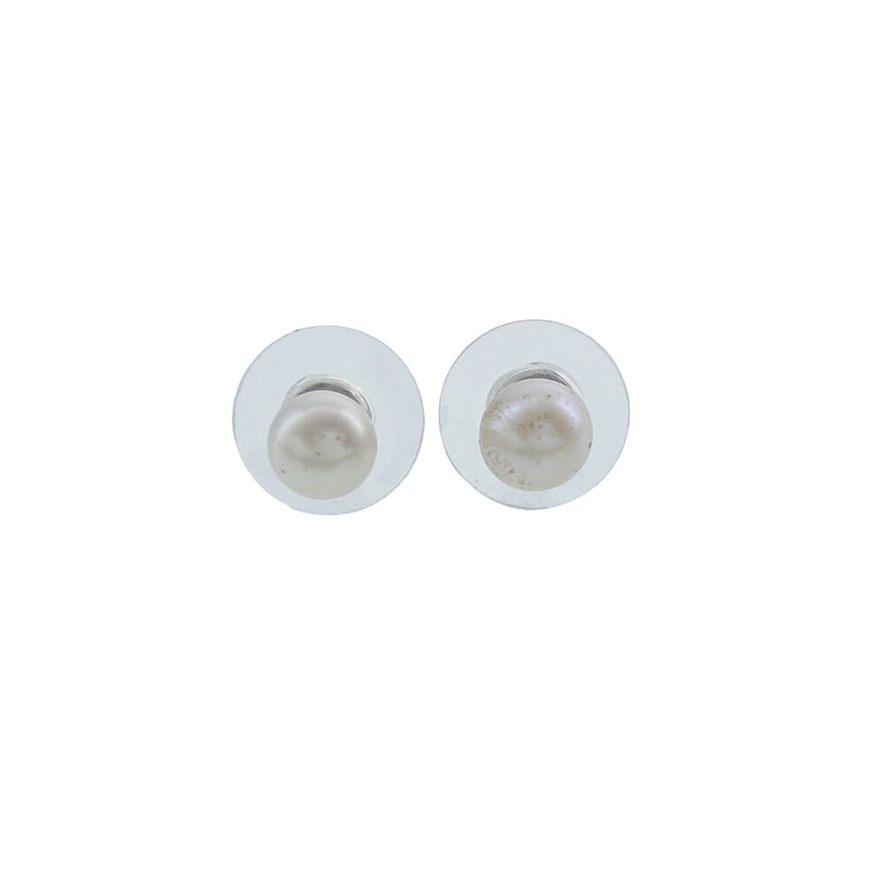Vintage Sterling Silver 925 White Simulated Pearl Stud Earrings